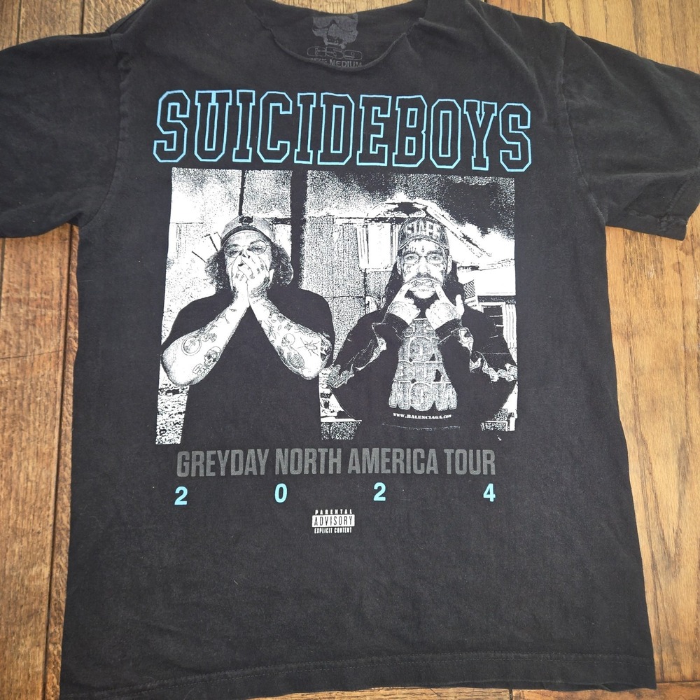 2024 Suicide Boys G59 Greyday Sz Med T-shirt Tour Concert Merch Black Chopped